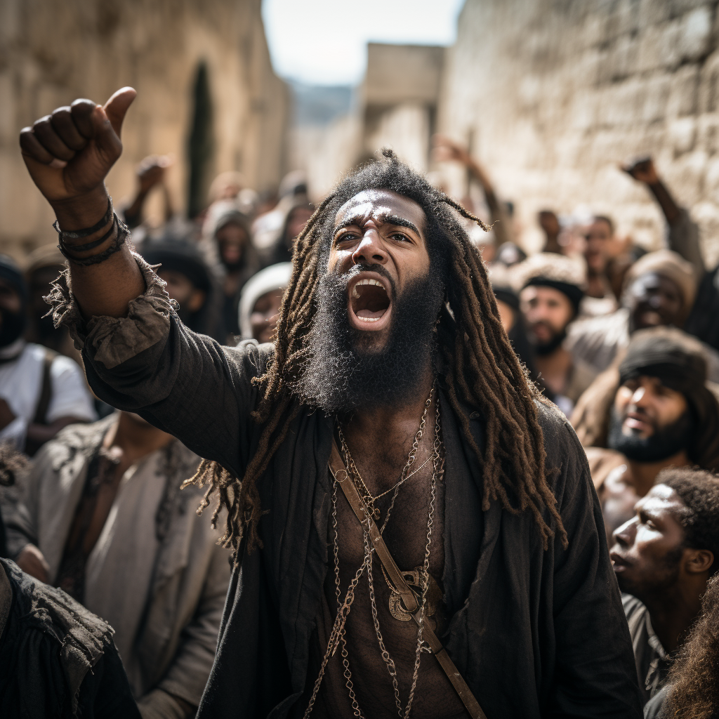 Melanated Prophet Preaching in Ancient Jerusalem