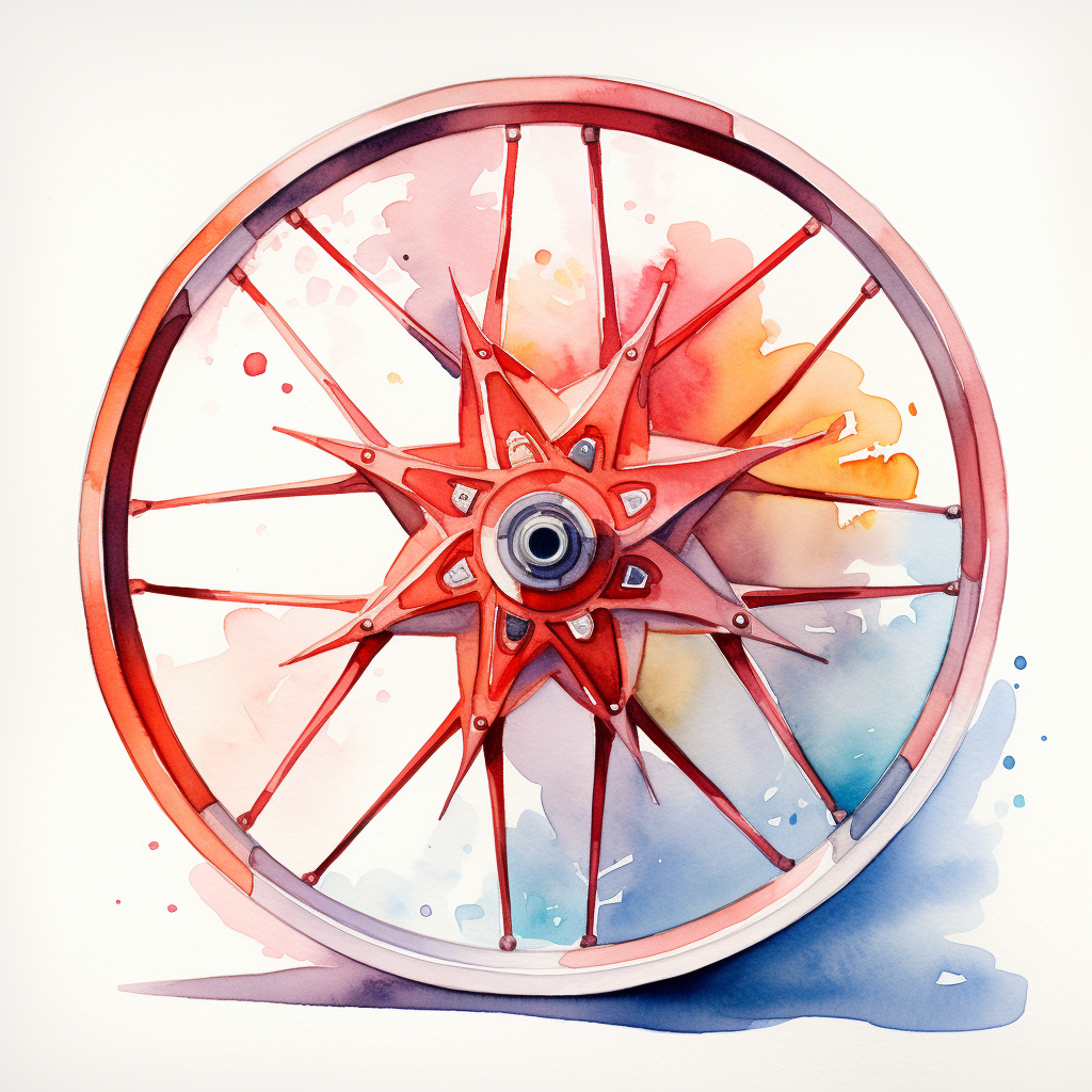 Watercolor bicycle wheel illustration