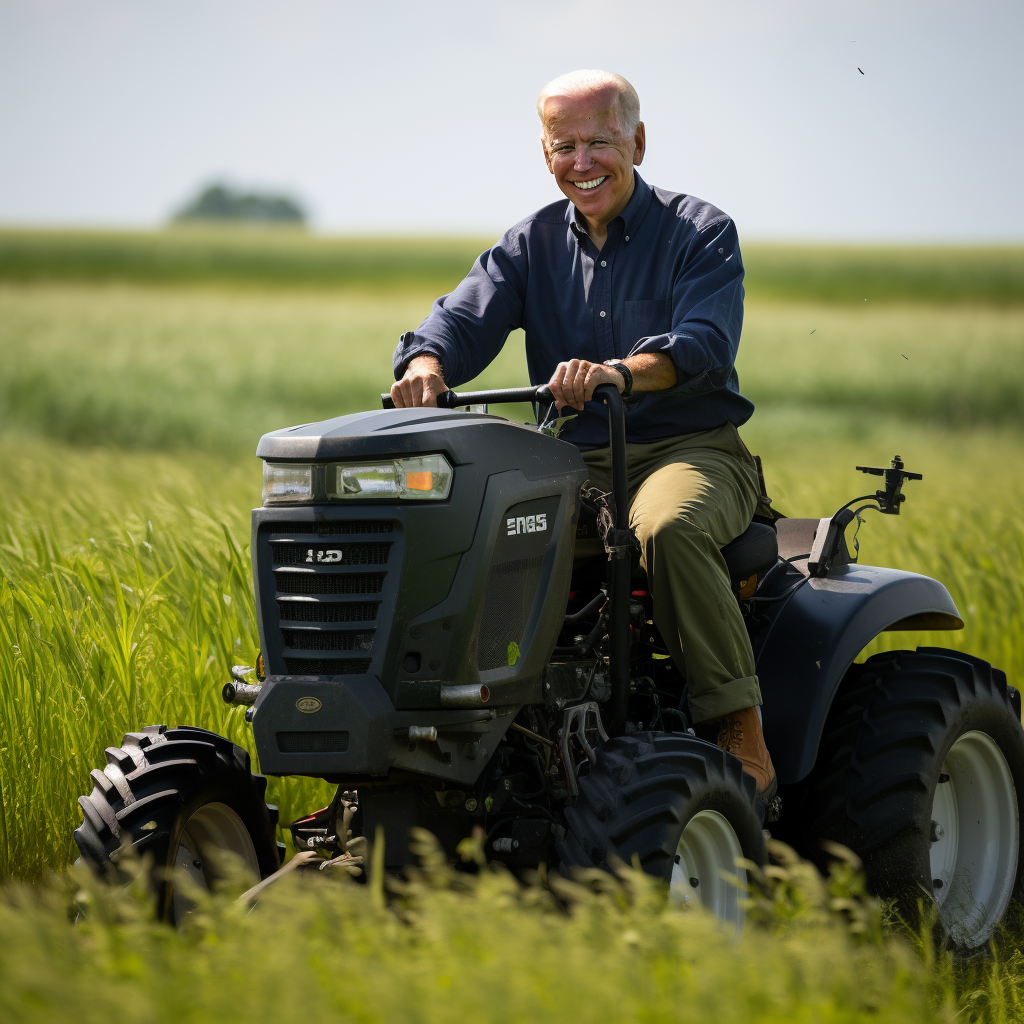 Joe Biden on Industrial Farm Tractor