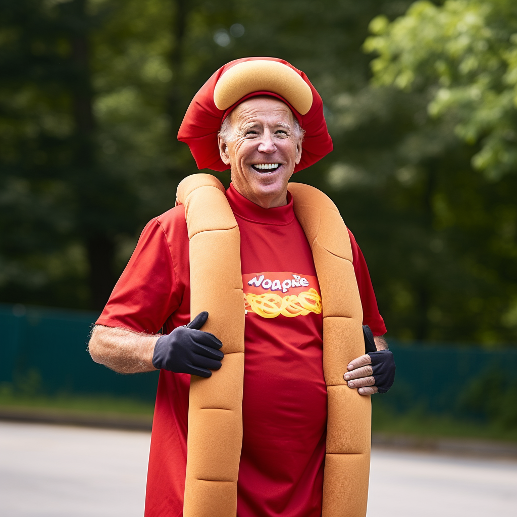 Biden dressed as a hotdog