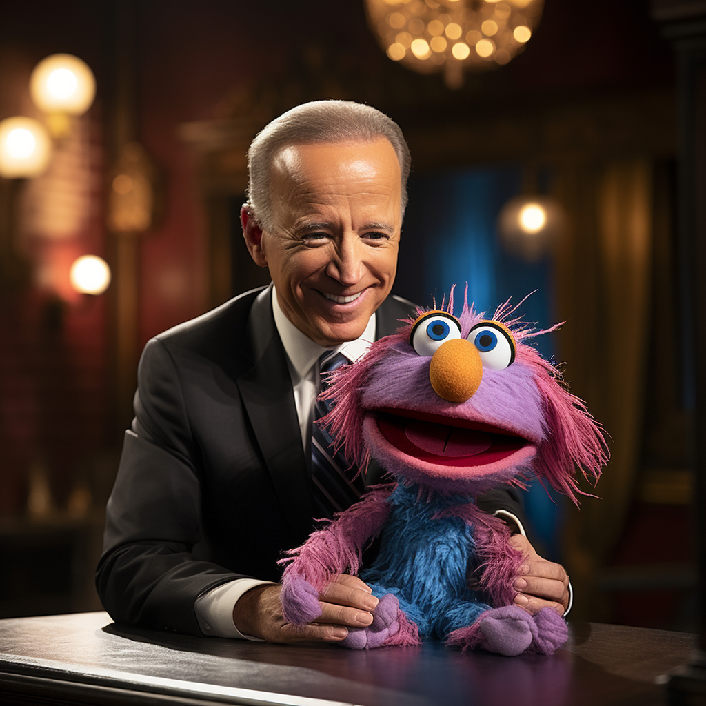 Joe Biden with Muppet