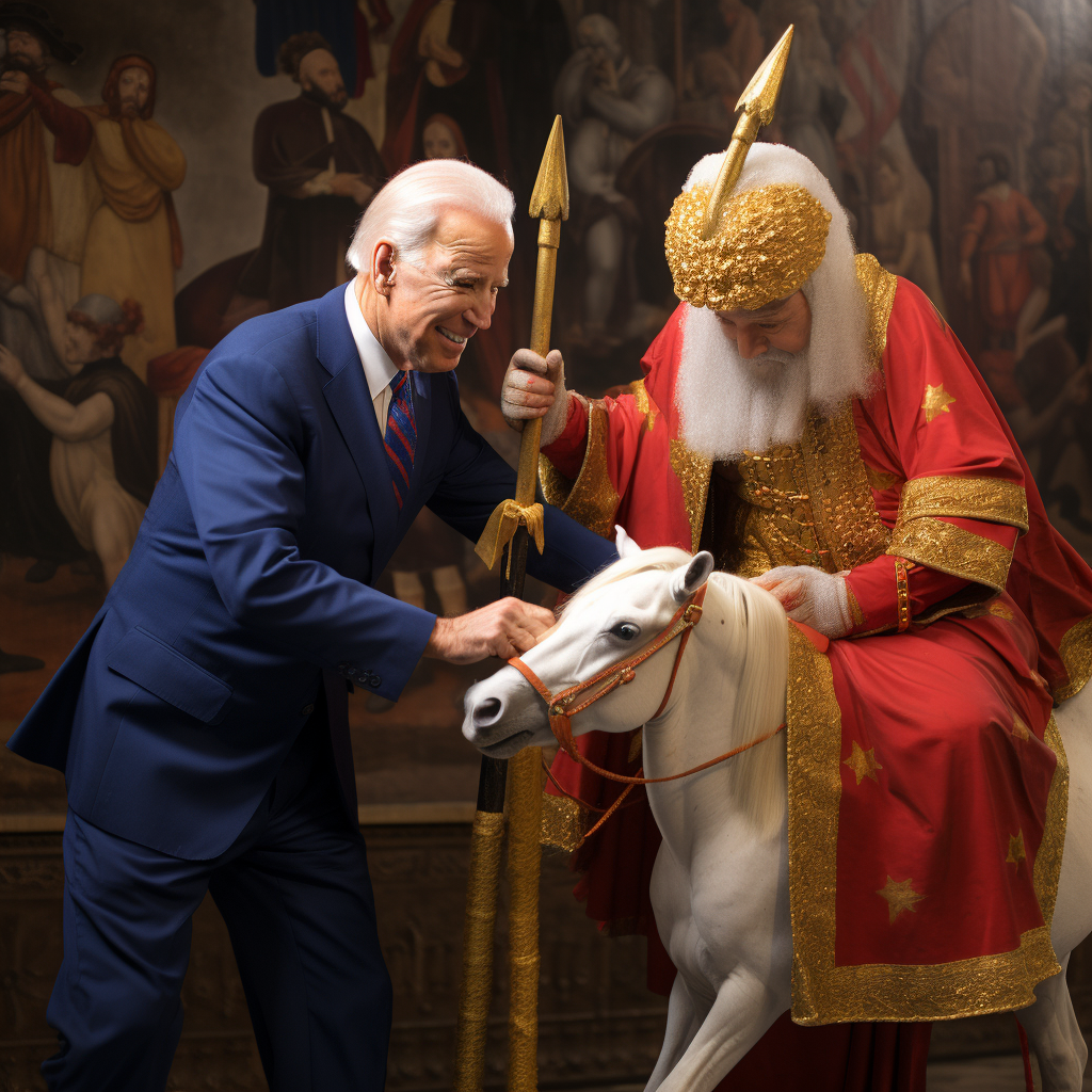 Joe Biden playing pin the tail on the donkey with the Pope