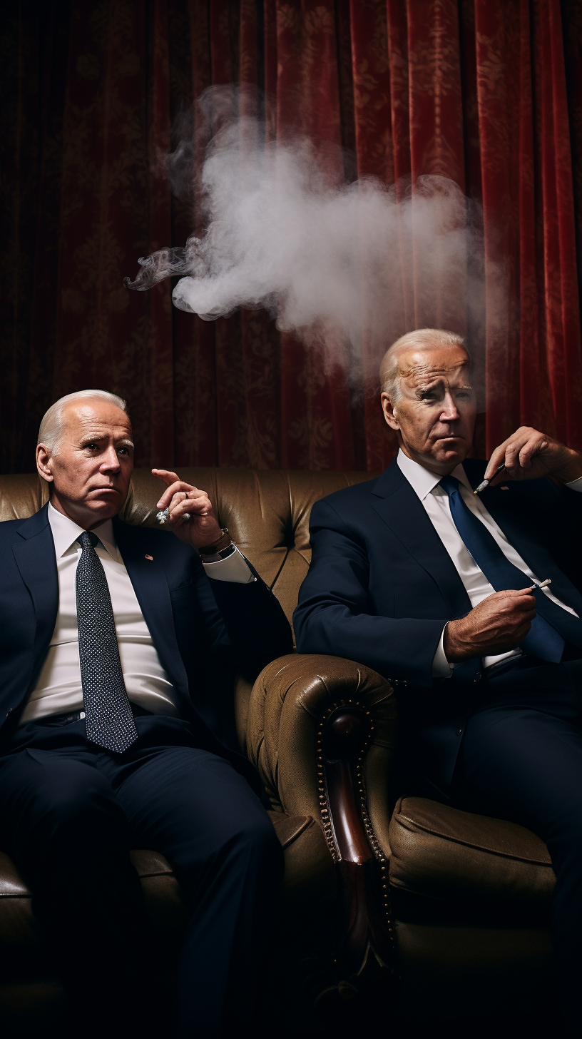 Biden and Putin smoking a joint in shock