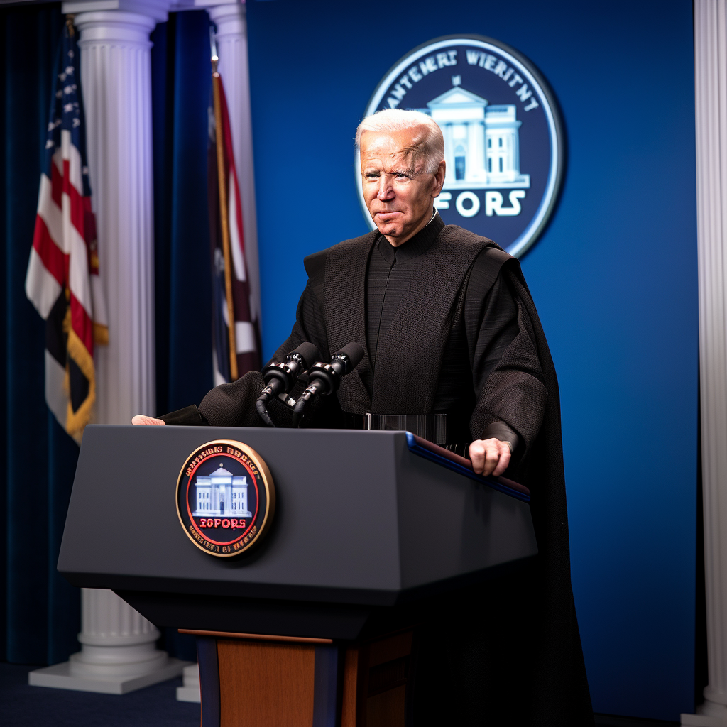 Biden as Sith Lord dominating White House