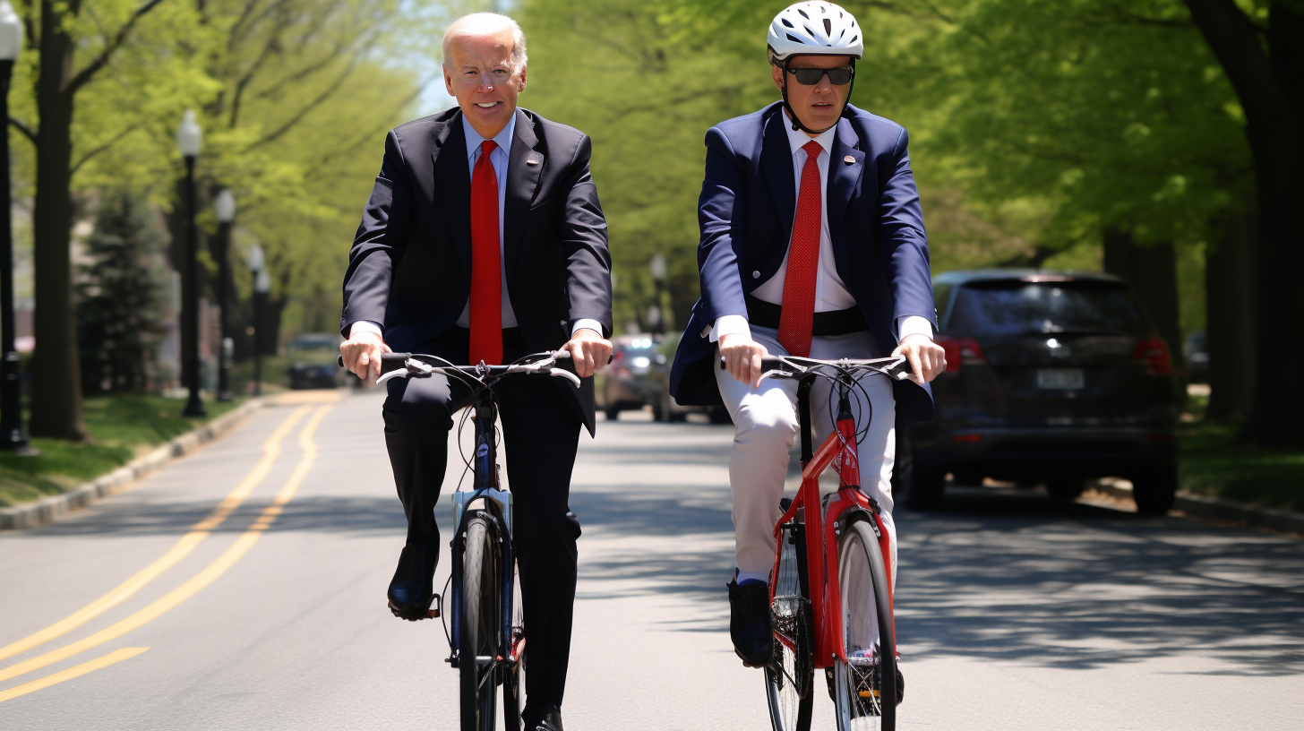 Joe Biden and Donald Trump on Tandem Bike