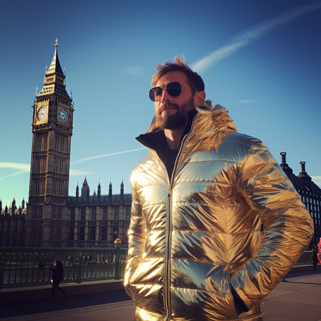 Big Ben wearing a jacket in London