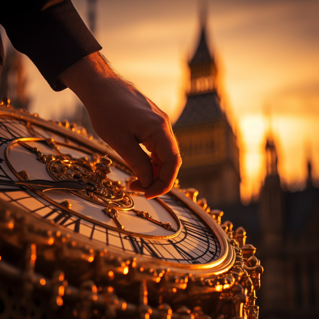 Close-up of Big Ben's Clock at Sunset