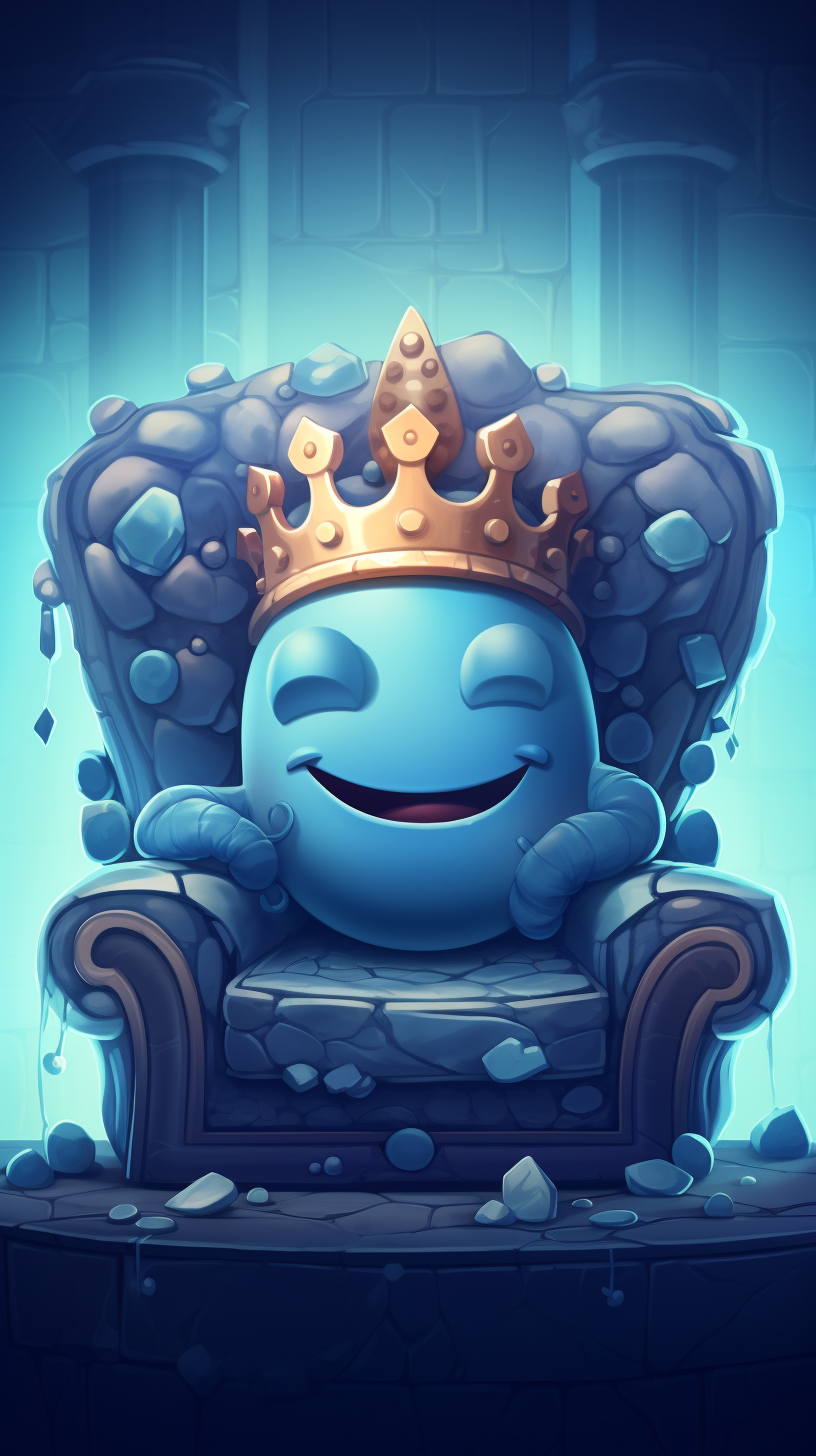 Big Brain Character Sitting Throne Wink Game Illustration