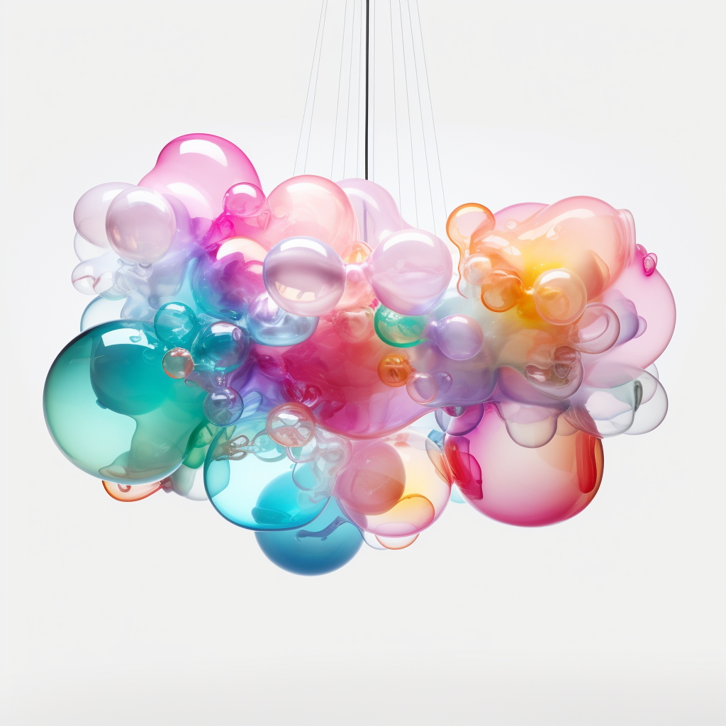 Colorful bubble chandelier on white background