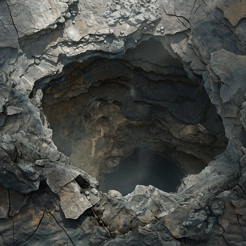 Dark cave top view 3D