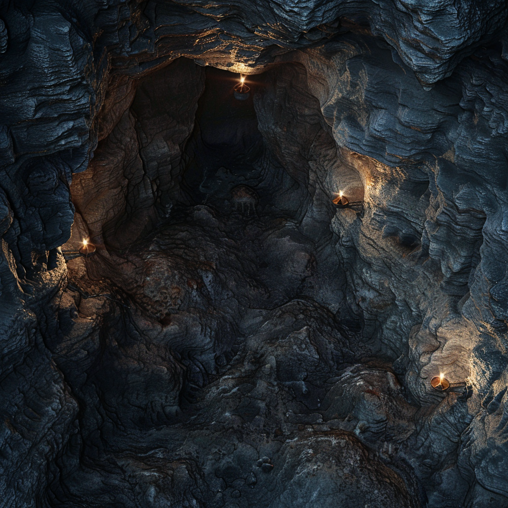 Dark Cave with Torch Lights