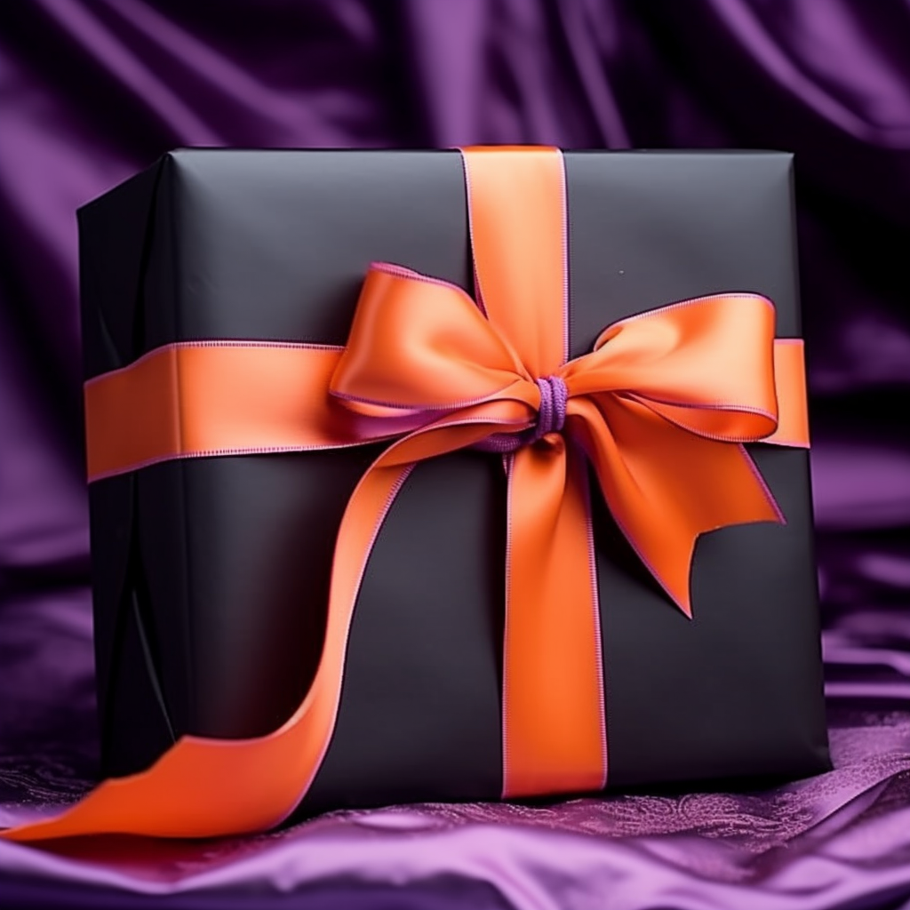 Big Christmas Gift in Orange, Purple, Pink, Black