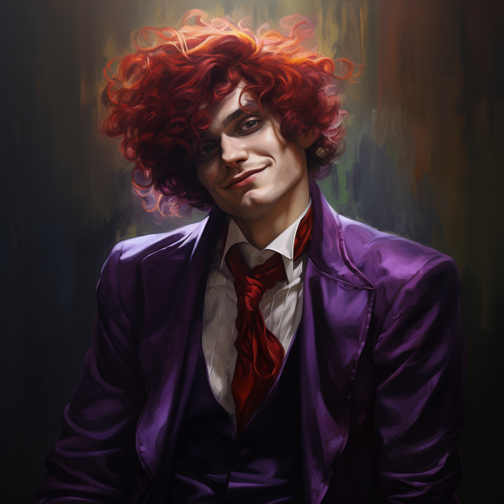 Dark Red Colored Fluffy Curly Messy Hair Clown