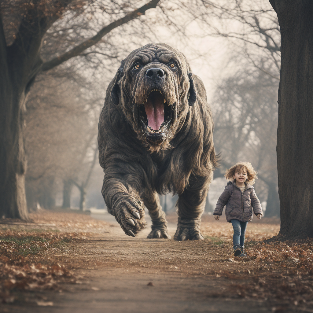 Playful big dog running in park