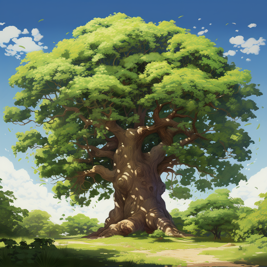 Majestic big thick tree in nature