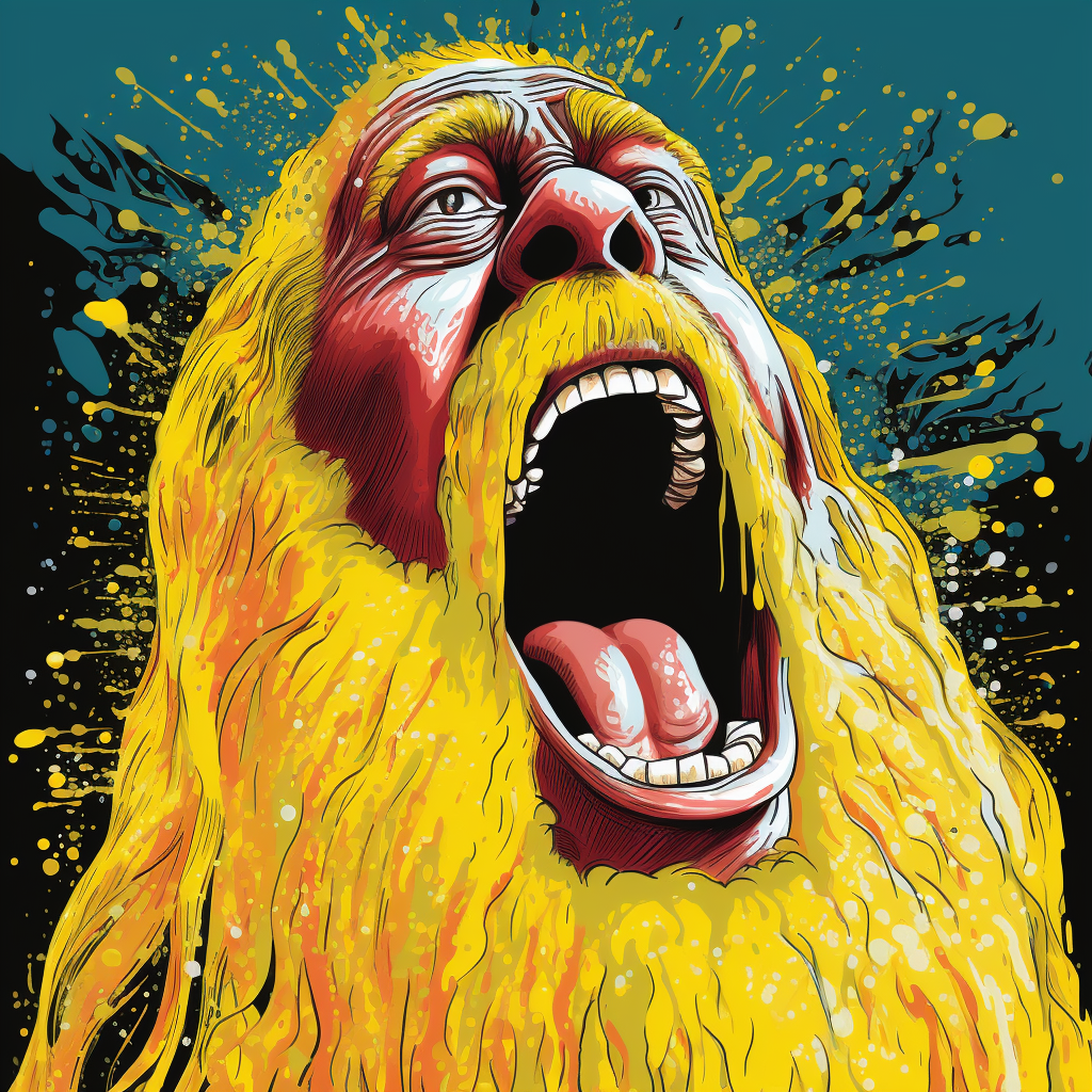 Bigfoot Yawning with Mayonnaise Drips