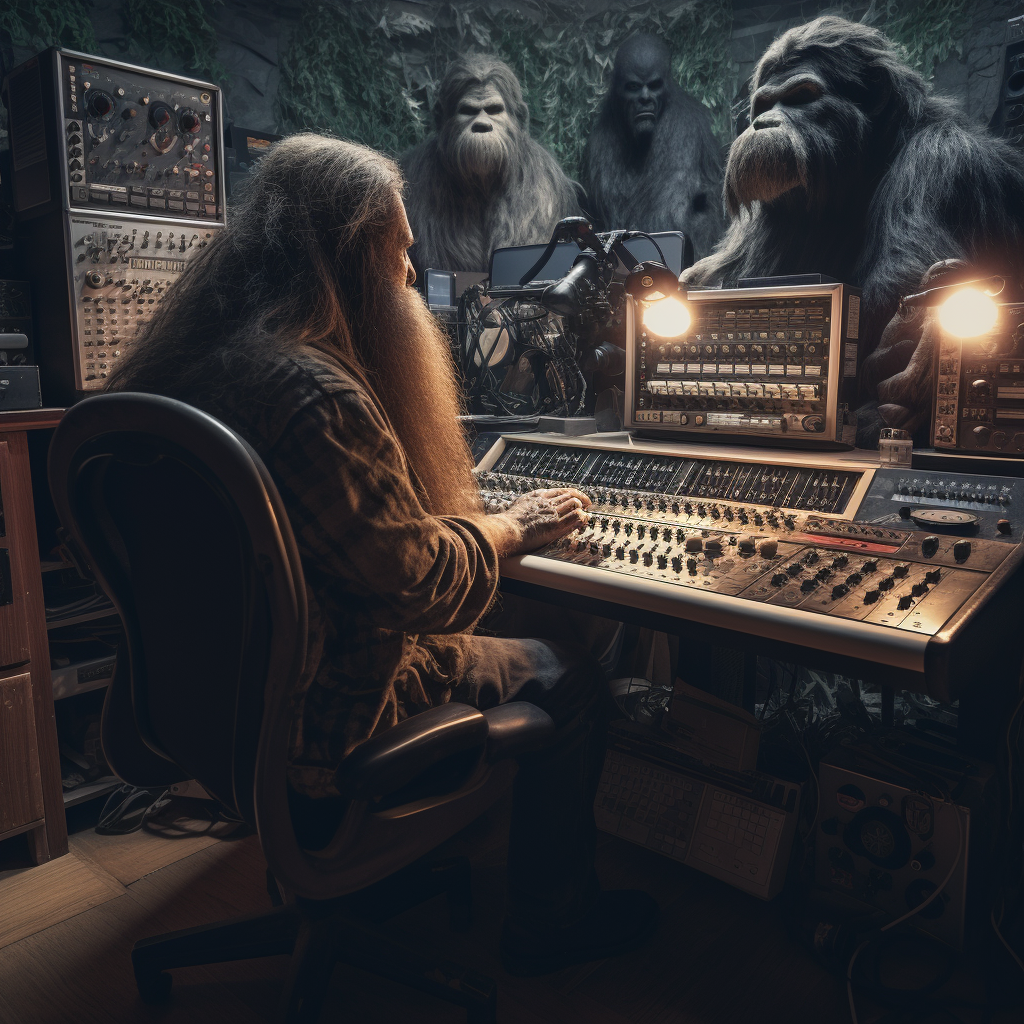 Bigfoot operating vintage studio mixing console