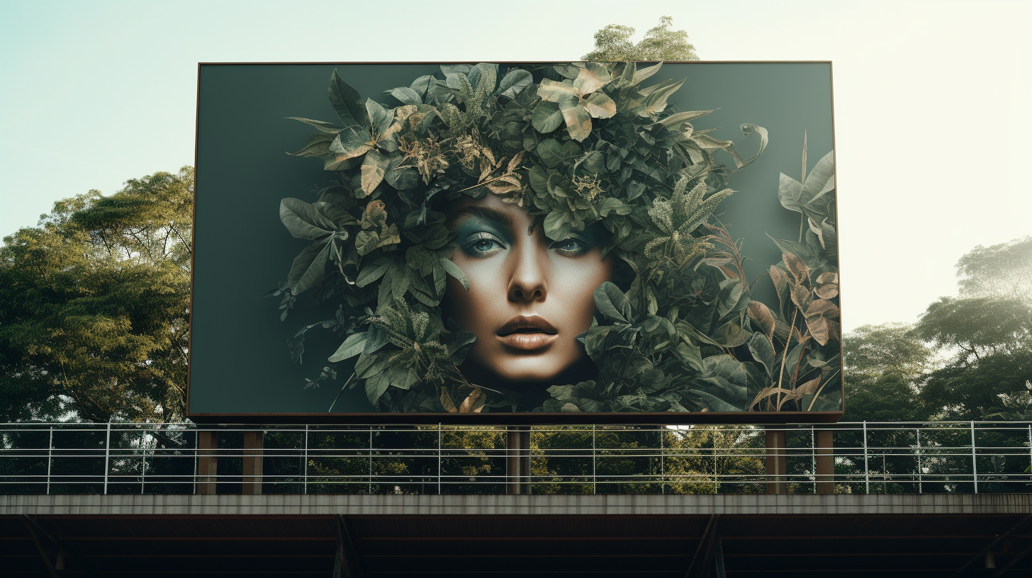 Frontal billboard mockup in landscape view