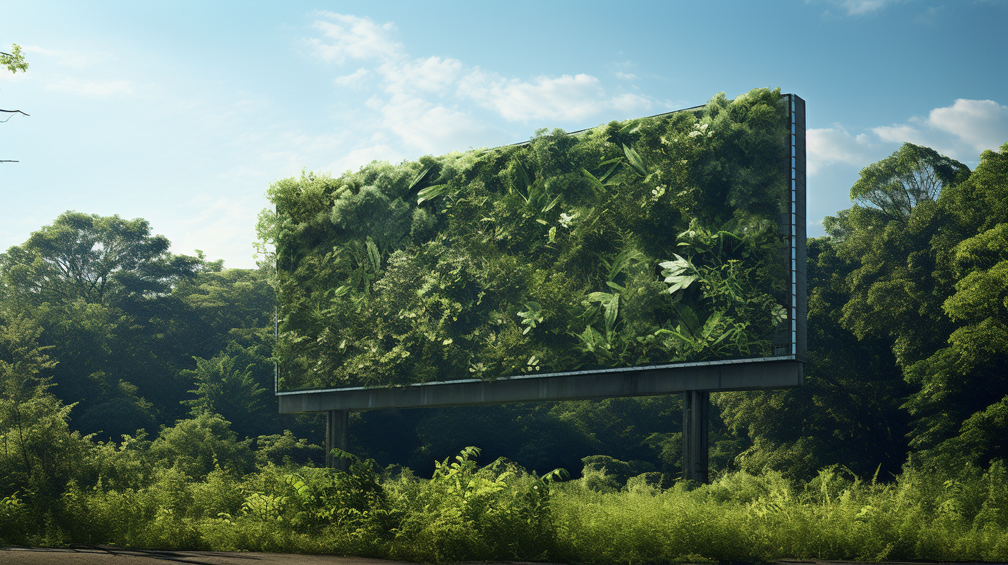 Billboard with Green Overgrowth