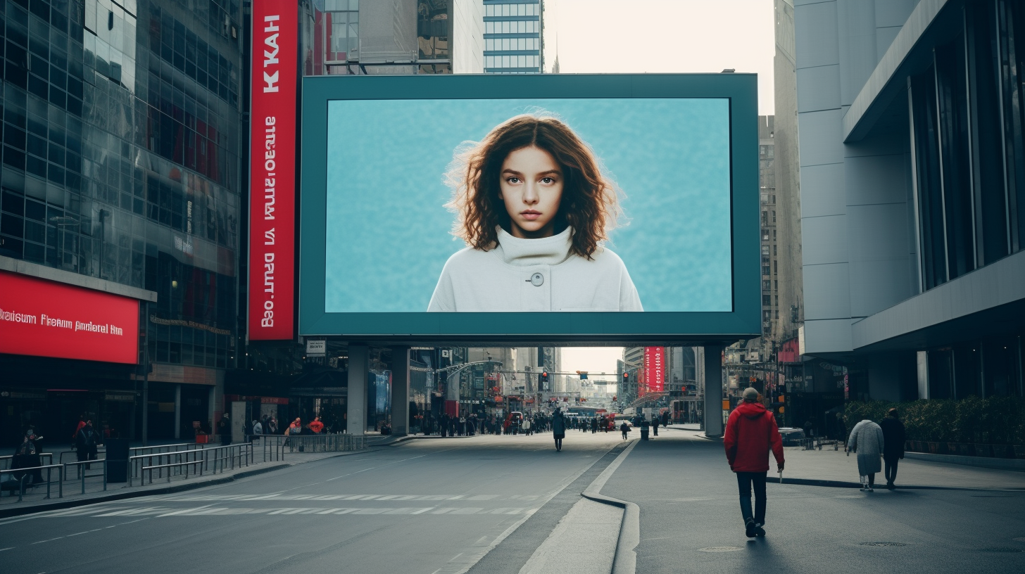 Person entering billboard photo