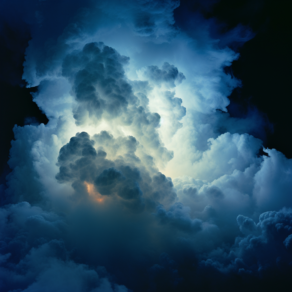 Stunning clouds in space with blue lighting