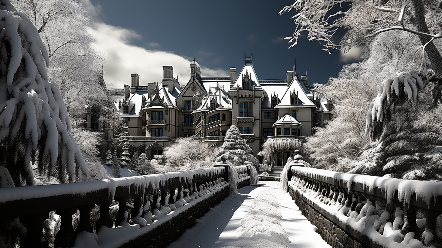 Snowy landscape at Biltmore Estate