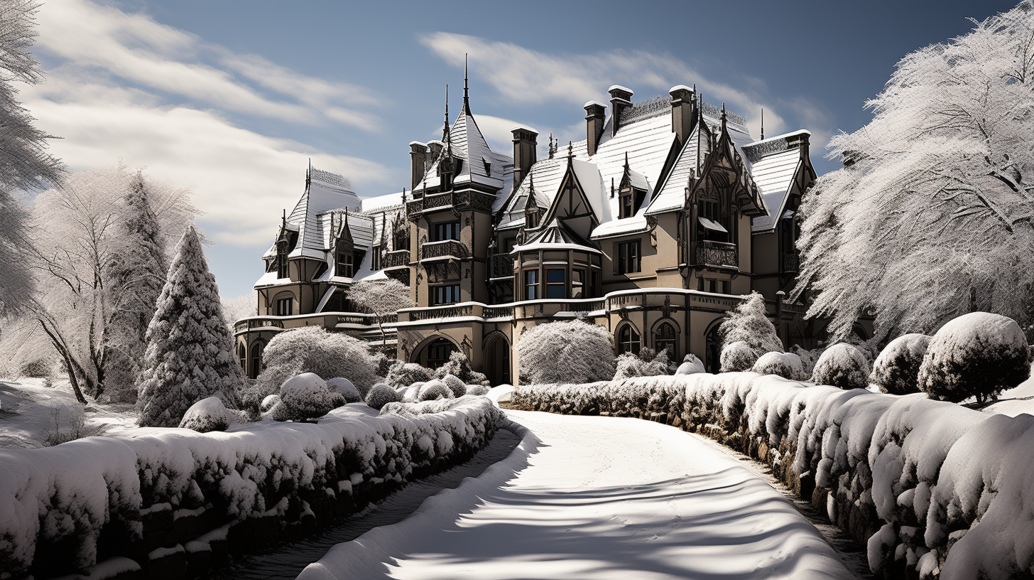 Snowy landscape at Biltmore Estate