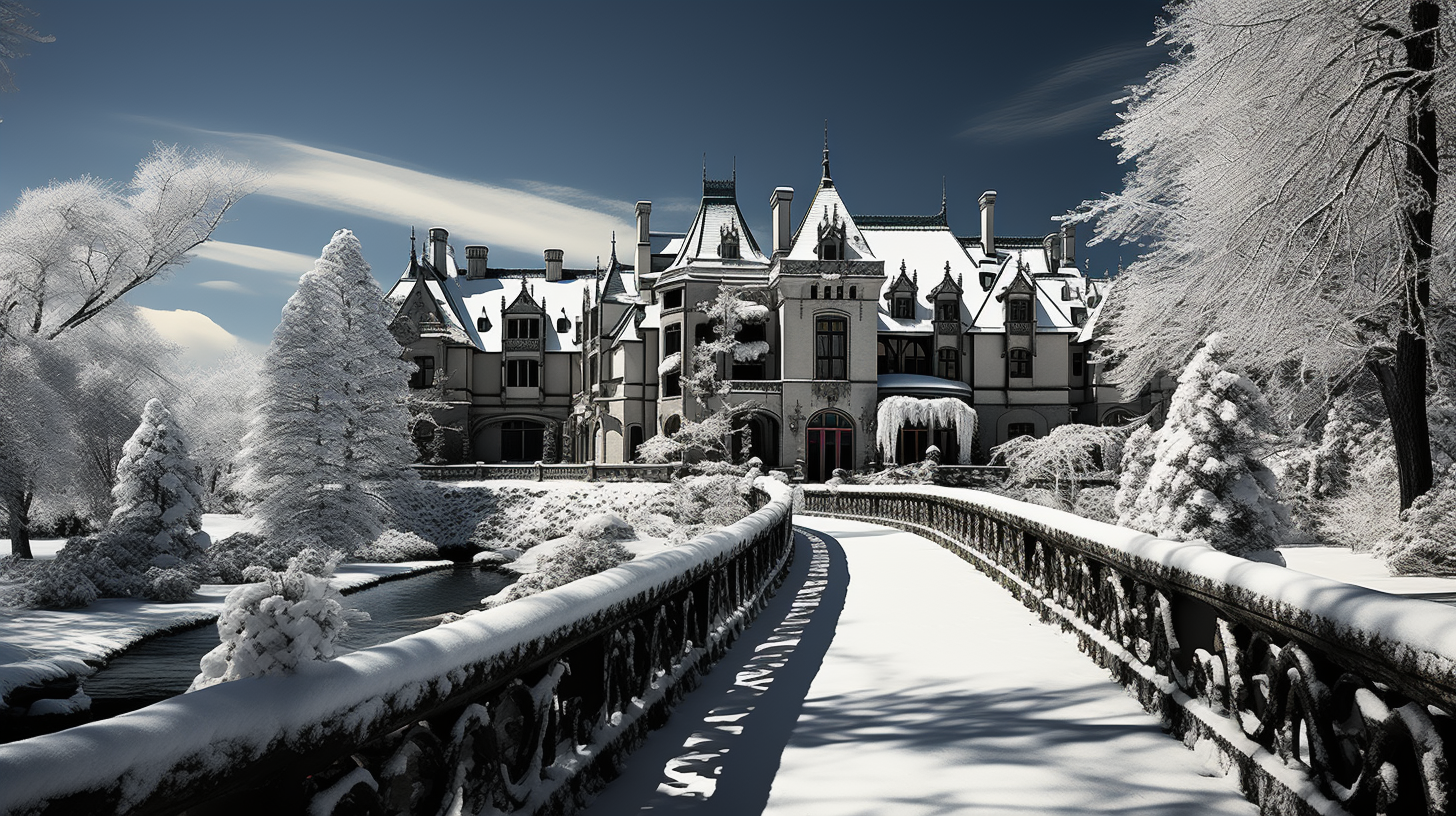 Snowy landscape at Biltmore Estate