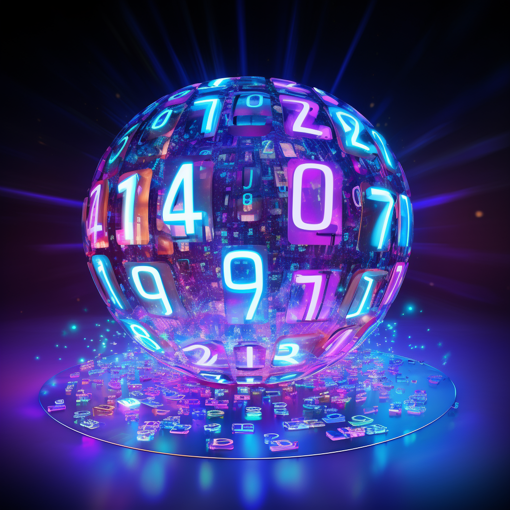 Digital hologram displaying purple and blue bingo numbers