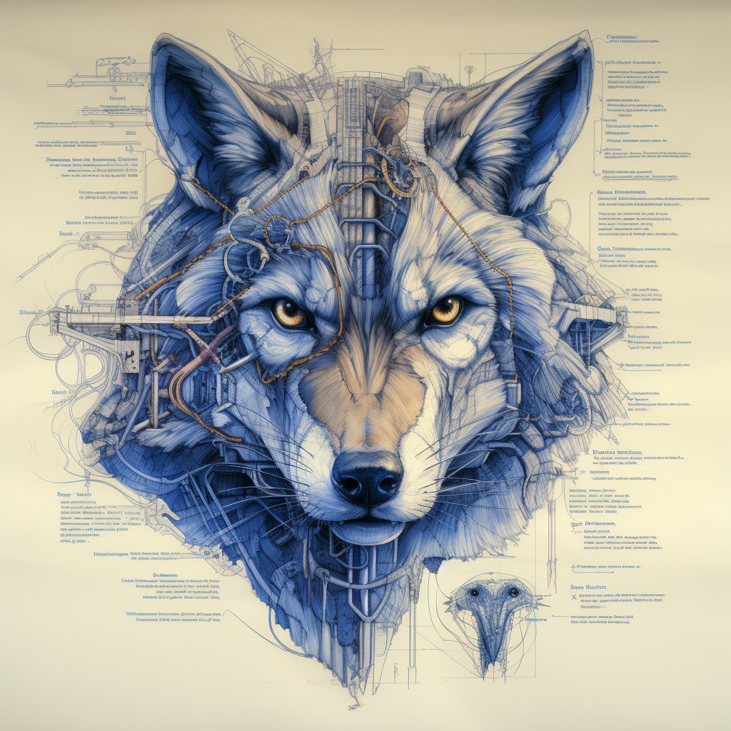 Biology Wolf Sketch Blueprint