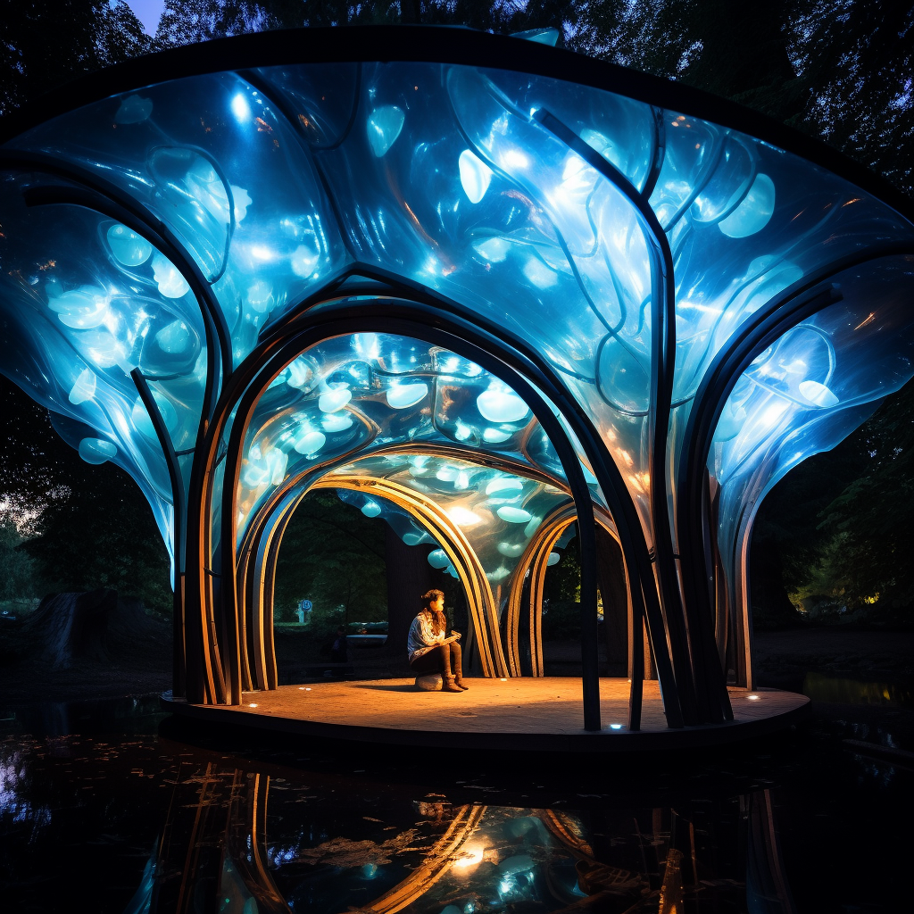 Captivating bioluminescence pavilion