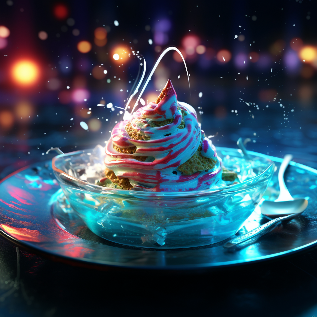 Bioluminescent Ice Cream on Plate