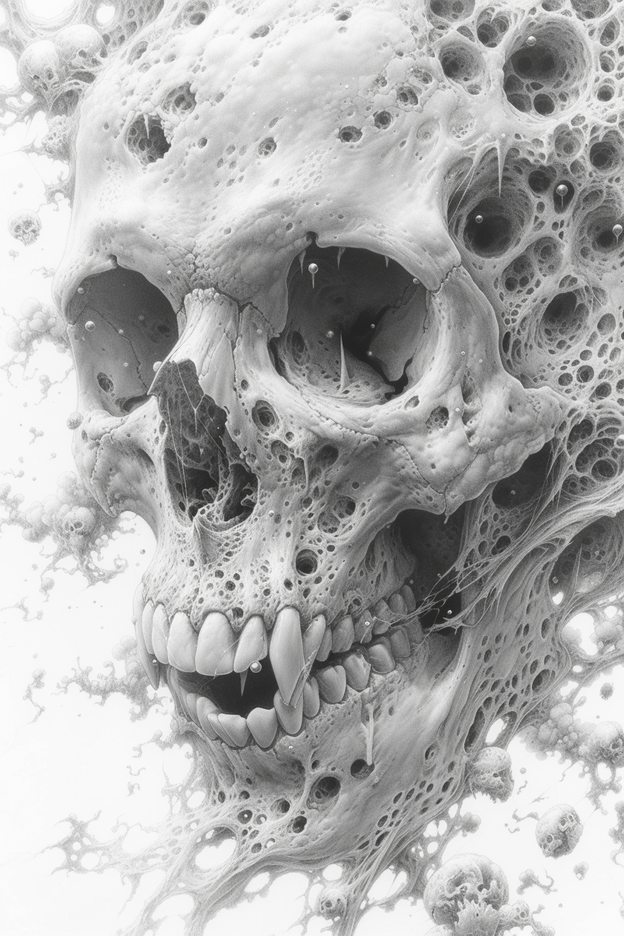 Biomechanic horror art skull design