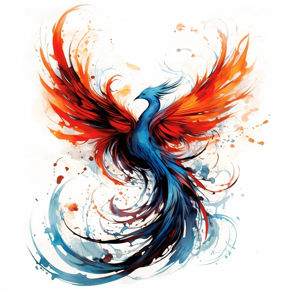 Minimalist bipolar phoenix tattoo design