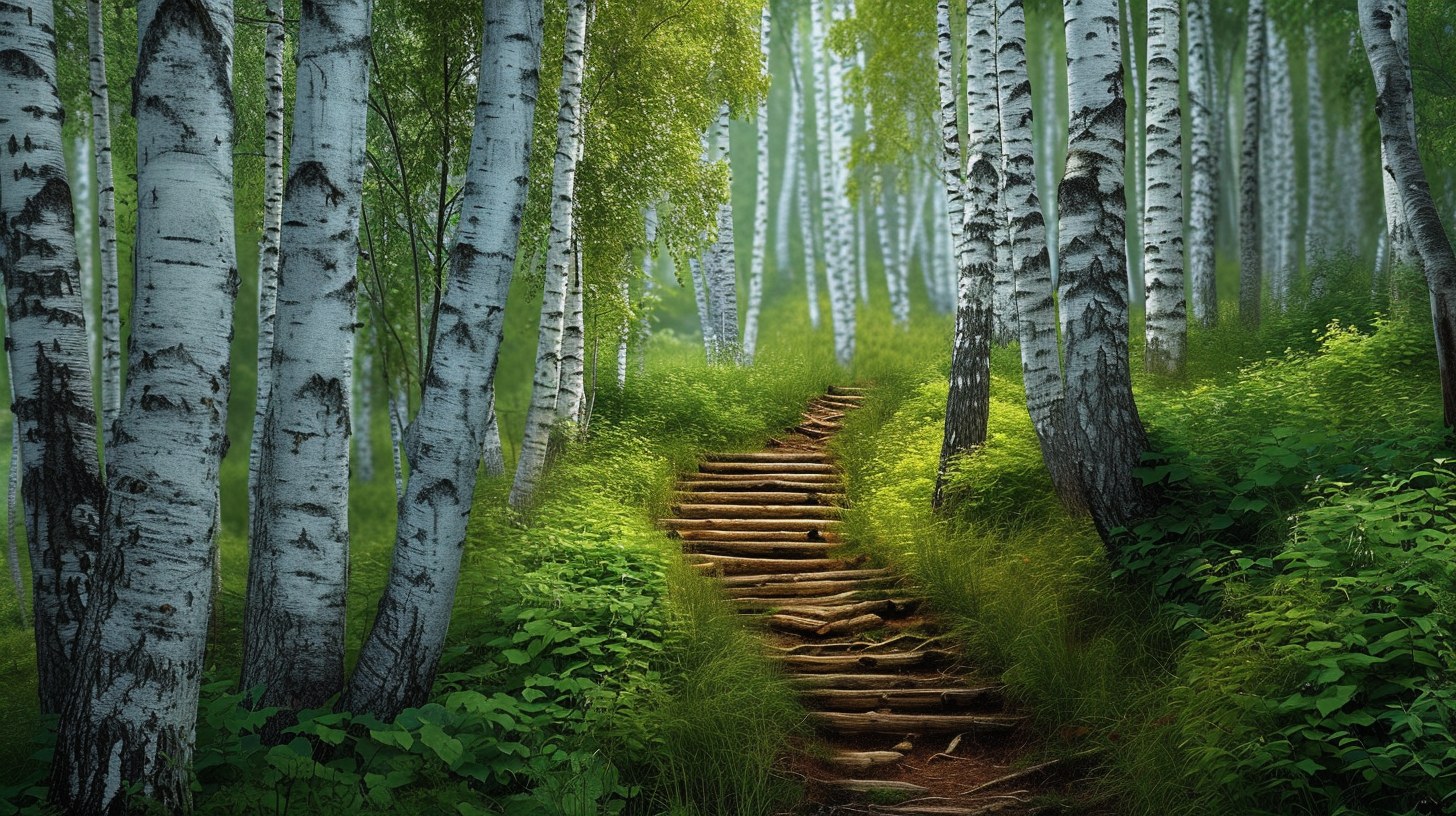 Birch Fields Green Forest Closet Stairs