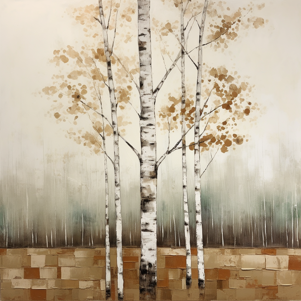 Beautiful birch tree in block style