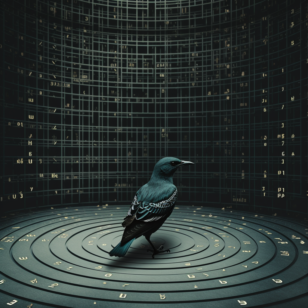 Bird in Round Cage Binary Code