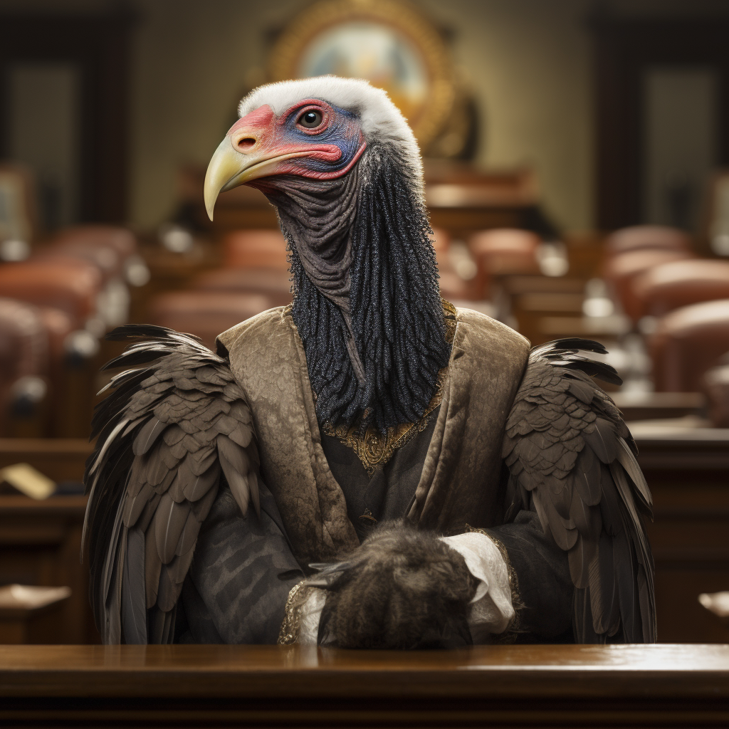 Bird turkey acting as a judge