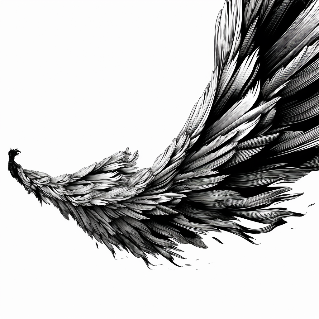 Black and white bird wing illustration