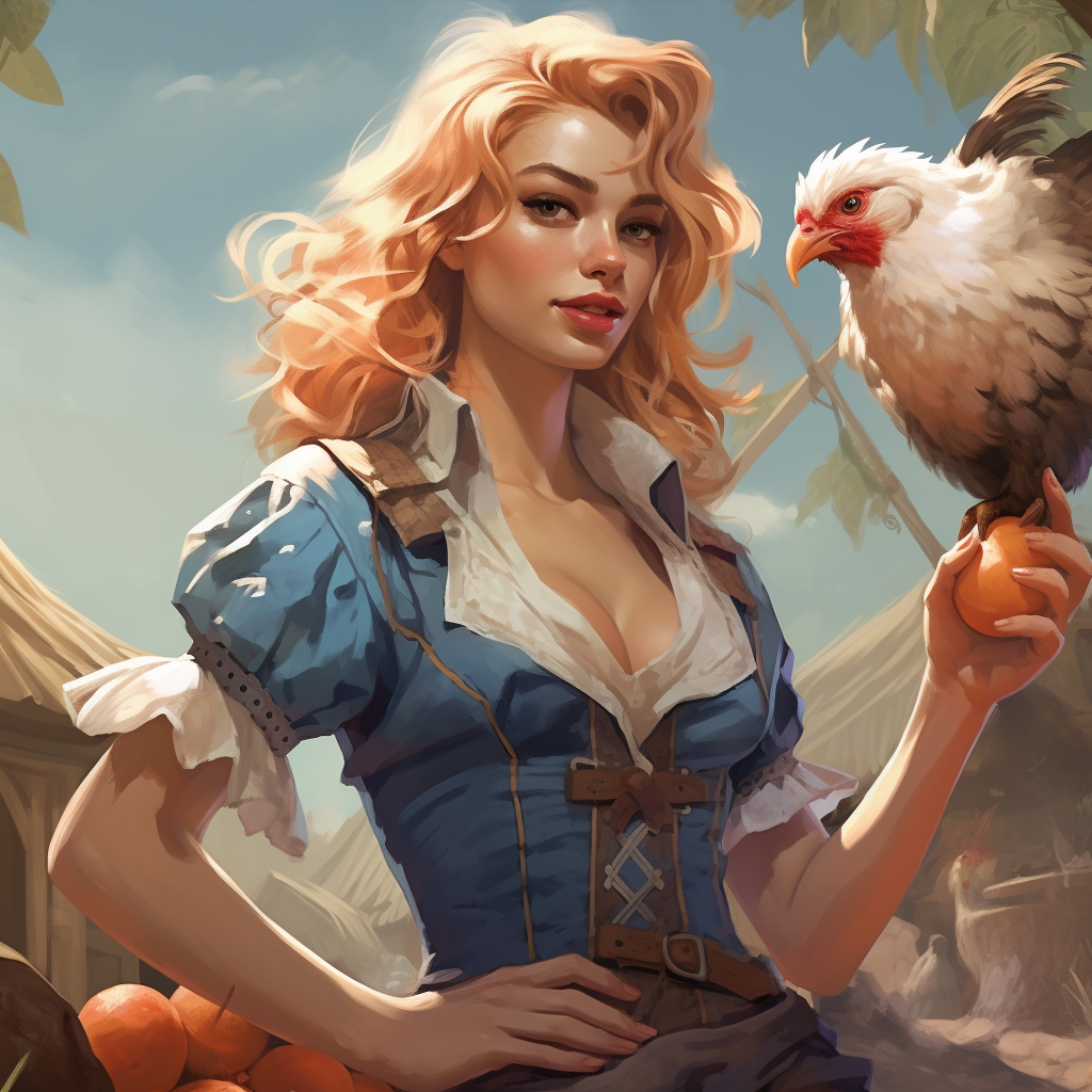 Bird Woman in Farmer Girls Clothing