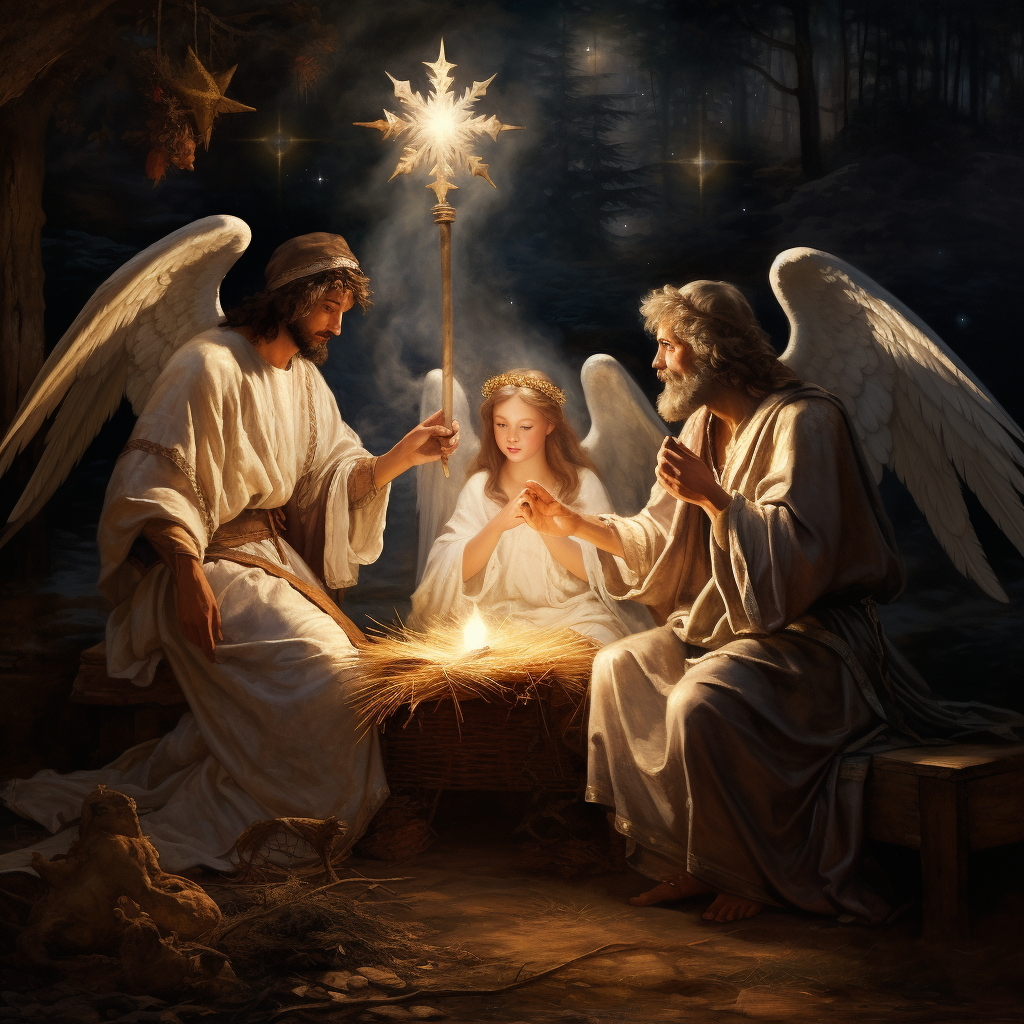 Angel informing shepherds of Jesus' birth