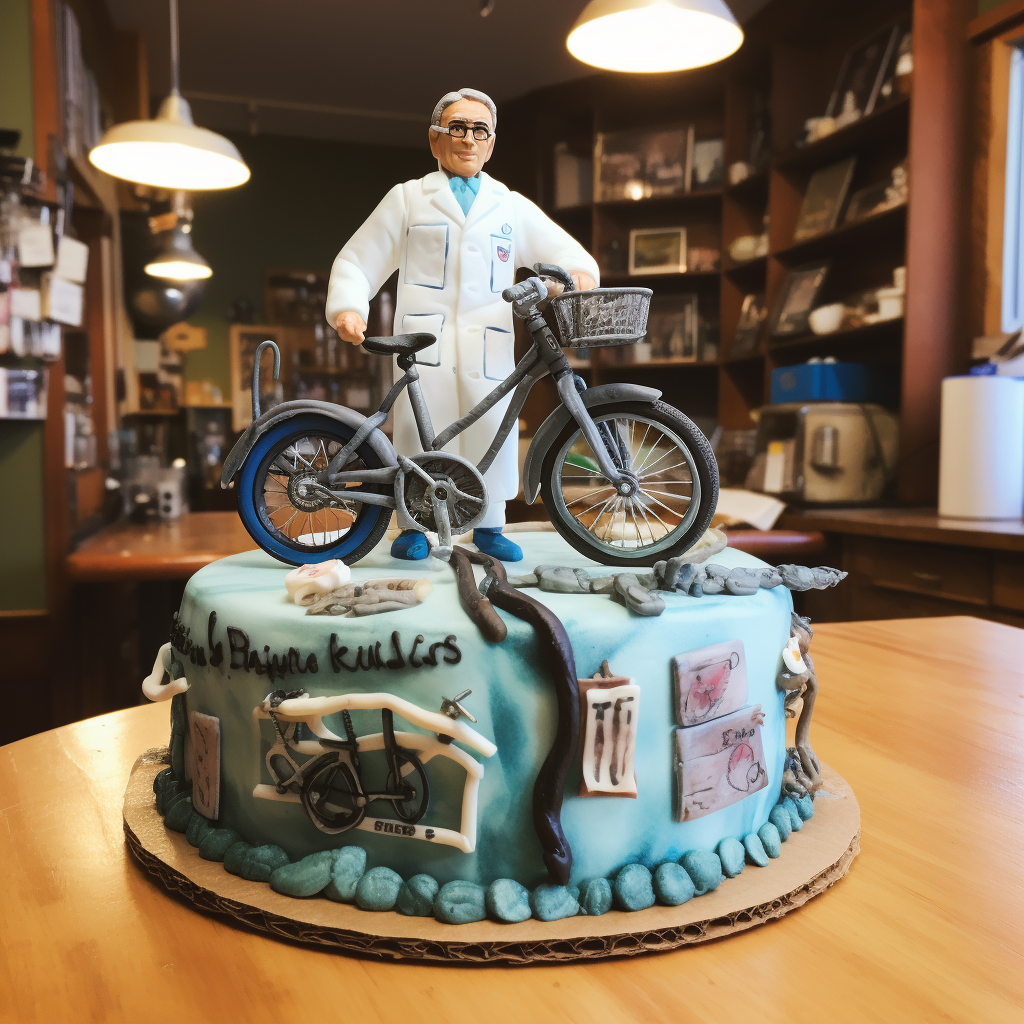 Birthday cake for doctor friend outdoorsy bike rider.