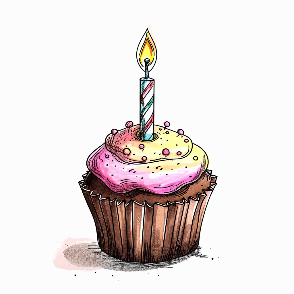 Delicious birthday cupcake with candle