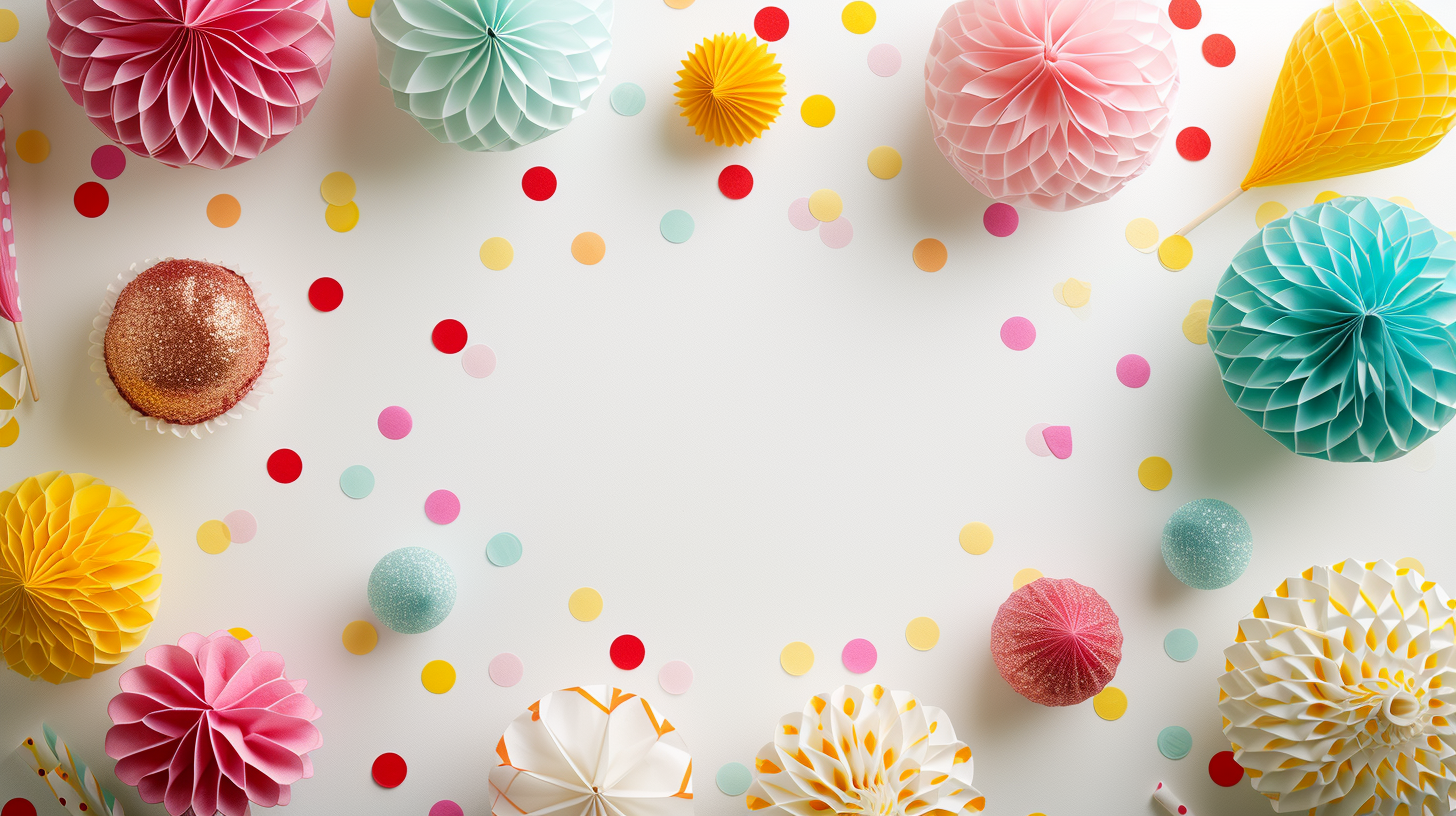 Birthday Party Decorations on White Surface