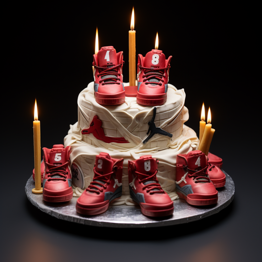 Realistic Air Jordan 4 themed birthday cake