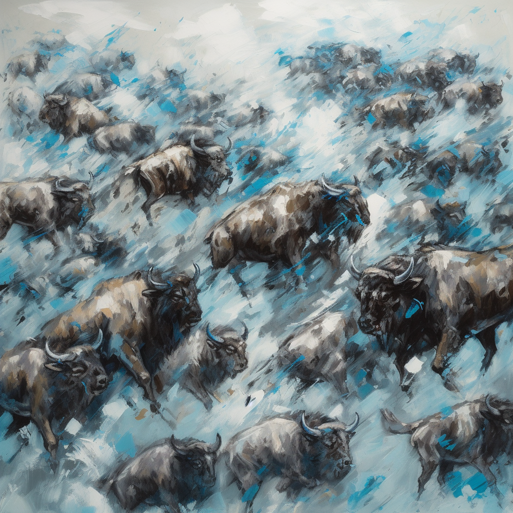 Bison stampede in Anselmo Ballester style