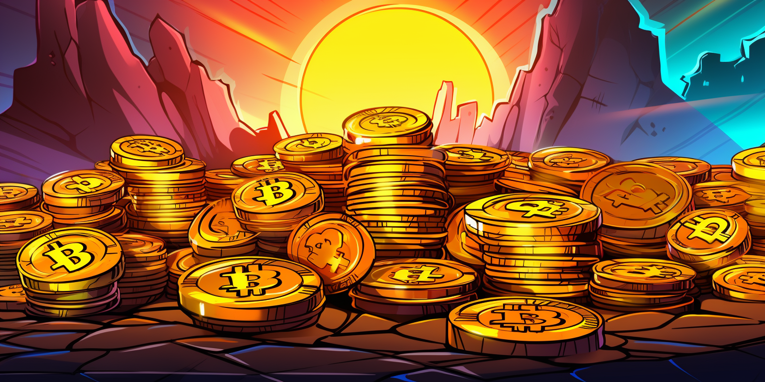 Bitcoin Tokens with Cartoon Illustration