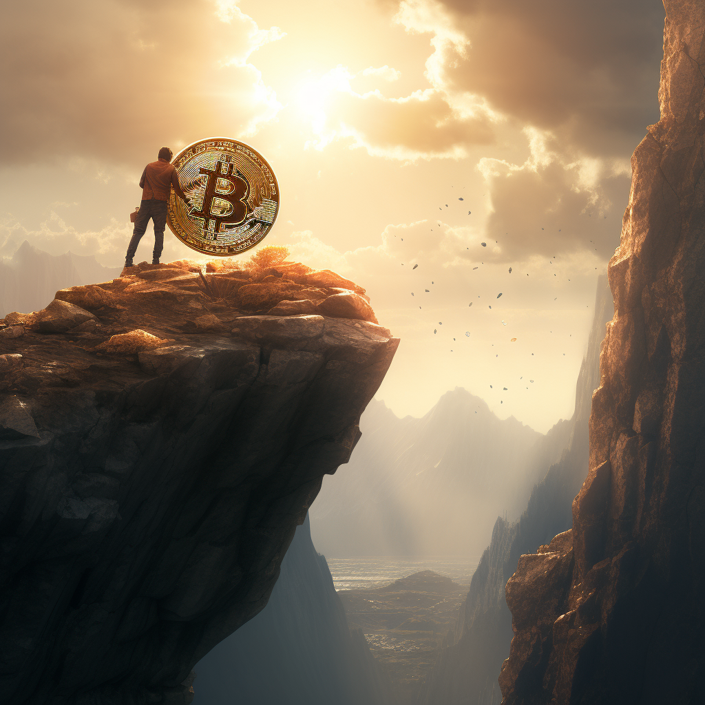 Bitcoin coin falling off cliff