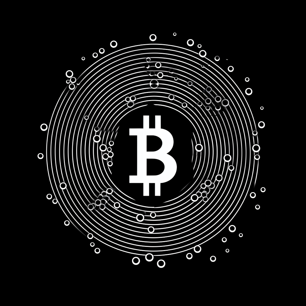 Bitcoin flat logo button with alien wavelengths