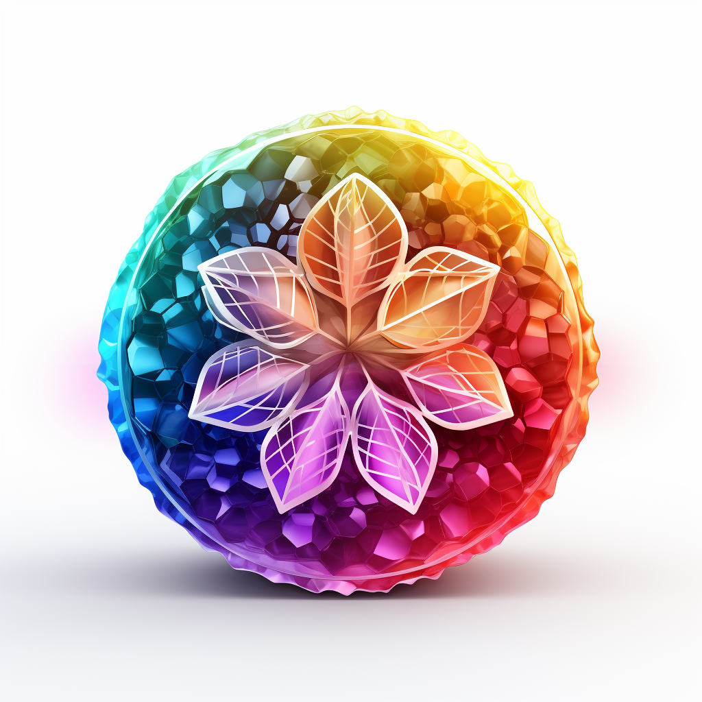 Rainbow-colored Bitcoin Flower of Life logo